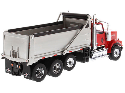 Western Star 4900 SF Dump Truck Red and Silver 1/50 Diecast Model by Diecast Masters-DiecastModeler.com