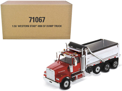 Western Star 4900 SF Dump Truck Red and Silver 1/50 Diecast Model by Diecast Masters-DiecastModeler.com