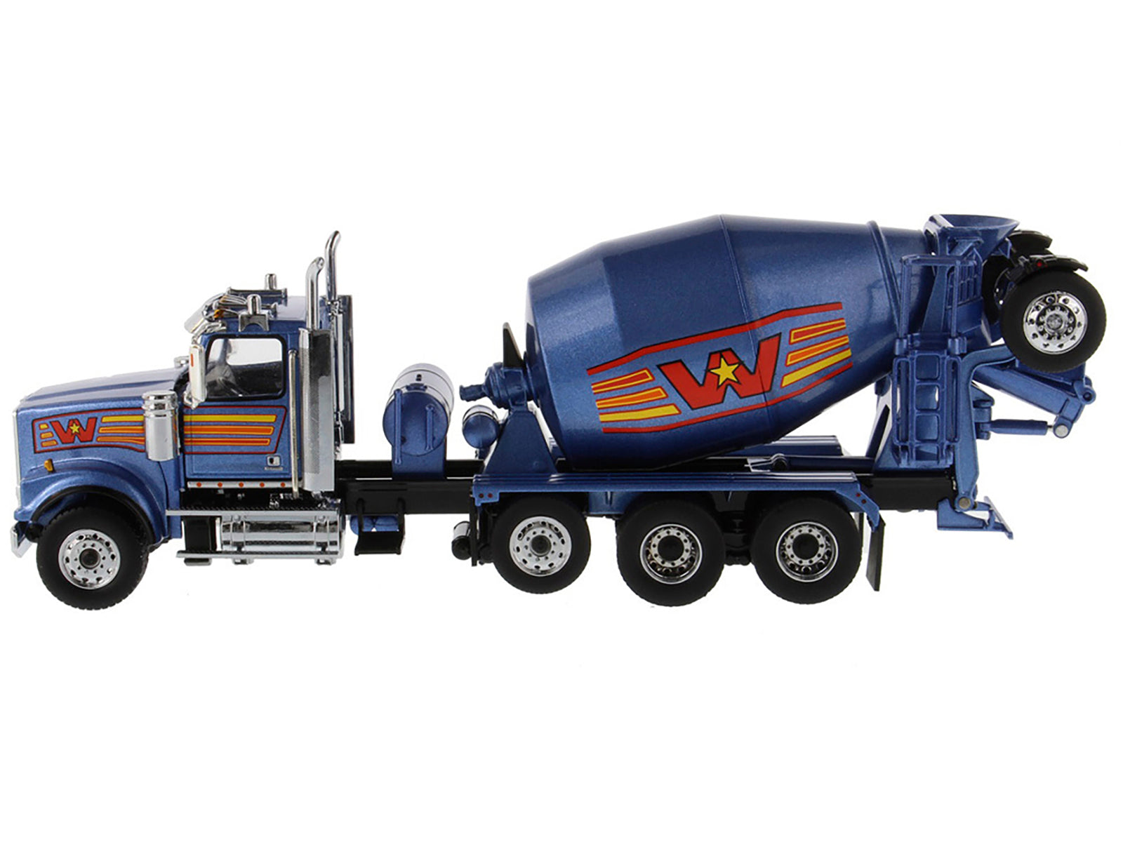 Western Star 4900 with Bridgemaster McNeilus Mixer Blue Metallic "Transport Series" 1/50 Diecast Model by Diecast Masters-DiecastModeler.com