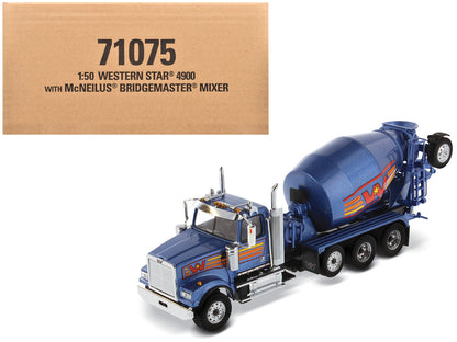 Western Star 4900 with Bridgemaster McNeilus Mixer Blue Metallic "Transport Series" 1/50 Diecast Model by Diecast Masters-DiecastModeler.com