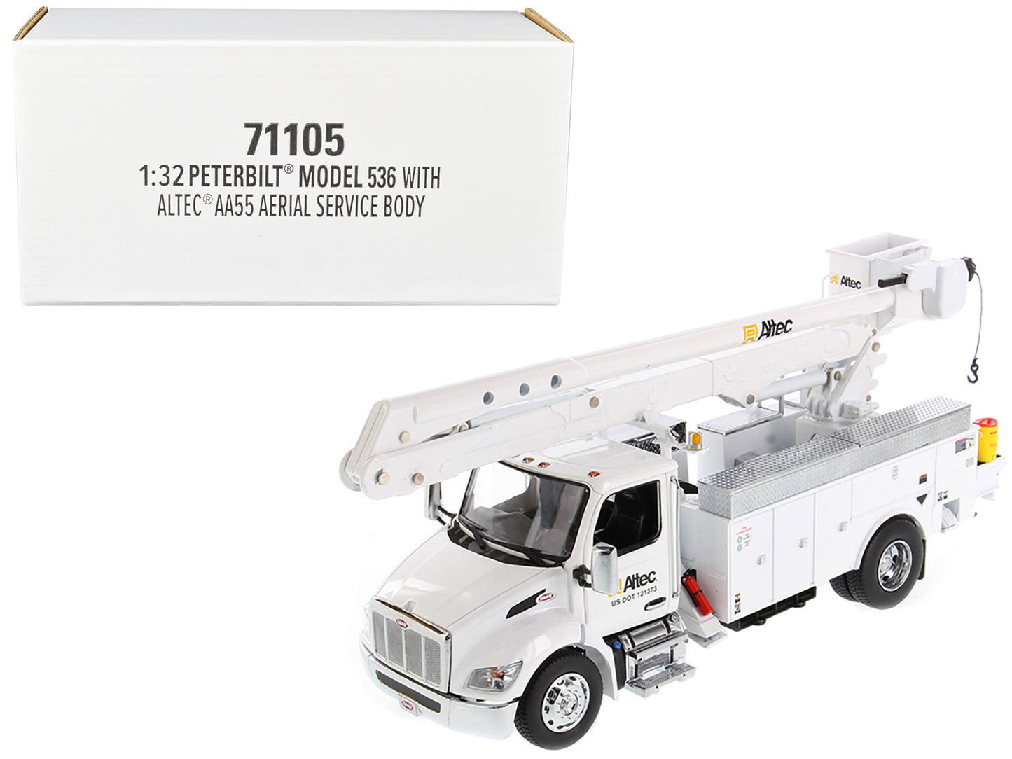 Peterbilt 536 Truck with Altec AA55 Aerial Service Body White "Transport Series" 1/32 Diecast Model by Diecast Masters-DiecastModeler.com
