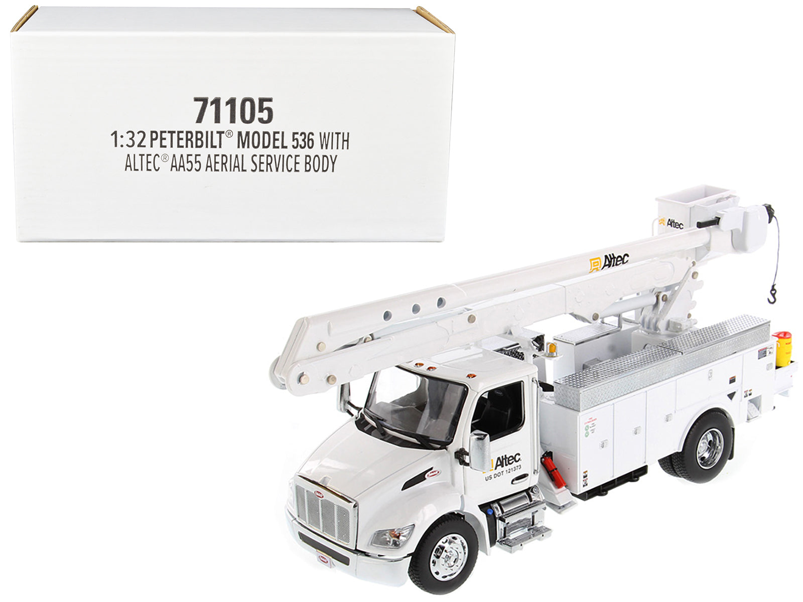 Peterbilt 536 Truck with Altec AA55 Aerial Service Body White "Transport Series" 1/32 Diecast Model by Diecast Masters-DiecastModeler.com