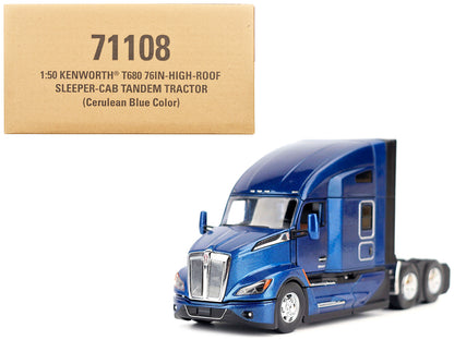 Kenworth T680 Truck Tractor Deep Cerulean Blue Metallic "Transport Series" 1/50 Diecast Model by Diecast Masters-DiecastModeler.com