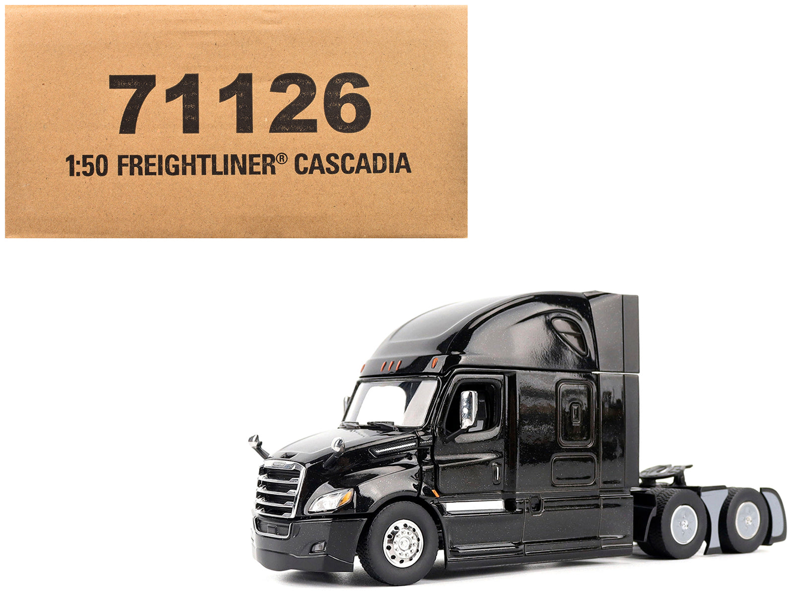 Freightliner New Cascadia Sleeper Cab Truck Tractor Black "Transport Series" 1/50 Diecast Model by Diecast Masters-DiecastModeler.com