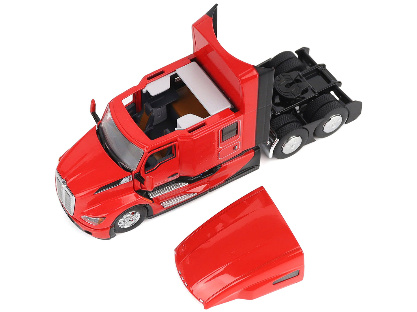 Kenworth T680 76" High Roof Sleeper Cab Truck Tractor Viper Red "Transport Series" 1/50 Diecast Model by Diecast Masters-DiecastModeler.com