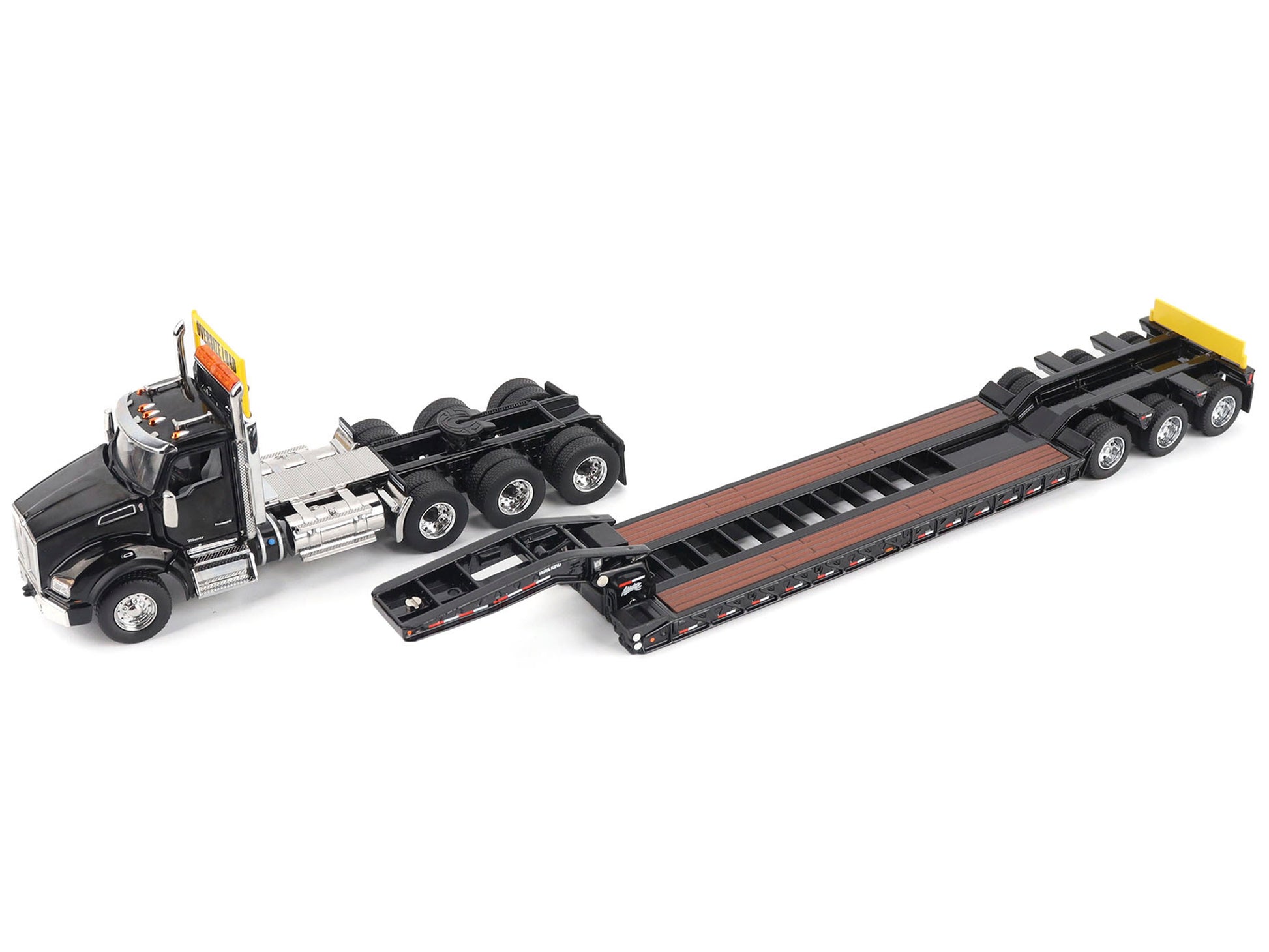 Kenworth T880 SBFA Tridem Truck with Trail King HDG Lowboy Trailer Black "Transport Series" 1/50 Diecast Model by Diecast Masters-DiecastModeler.com