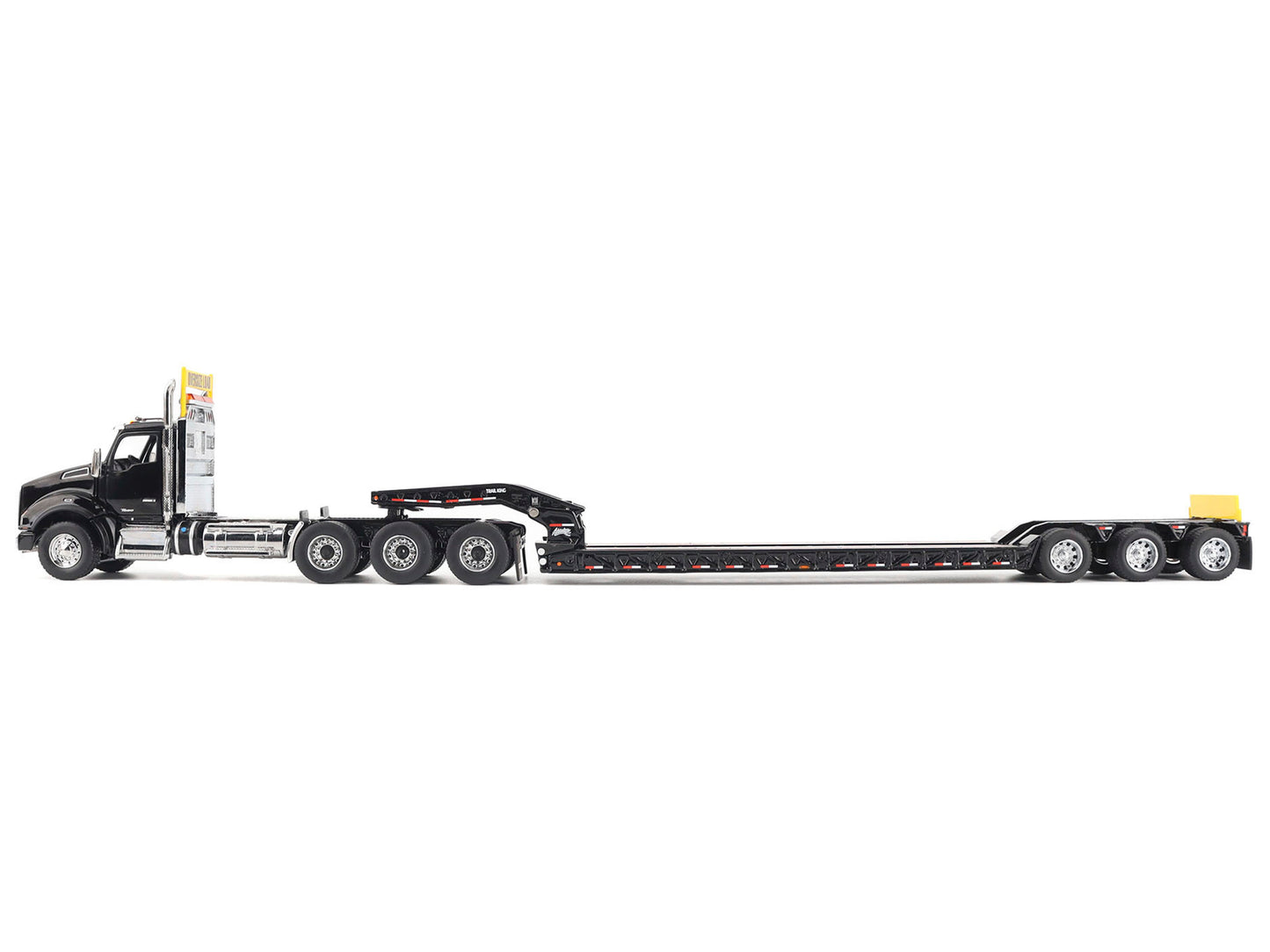 Kenworth T880 SBFA Tridem Truck with Trail King HDG Lowboy Trailer Black "Transport Series" 1/50 Diecast Model by Diecast Masters-DiecastModeler.com
