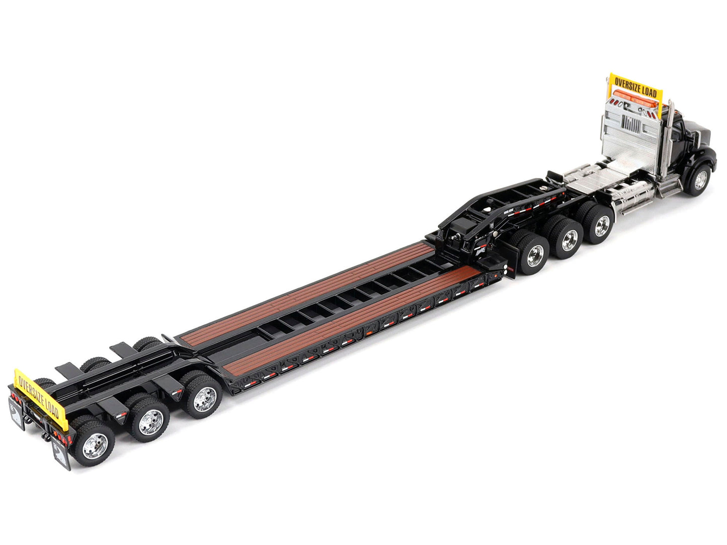 Kenworth T880 SBFA Tridem Truck with Trail King HDG Lowboy Trailer Black "Transport Series" 1/50 Diecast Model by Diecast Masters-DiecastModeler.com