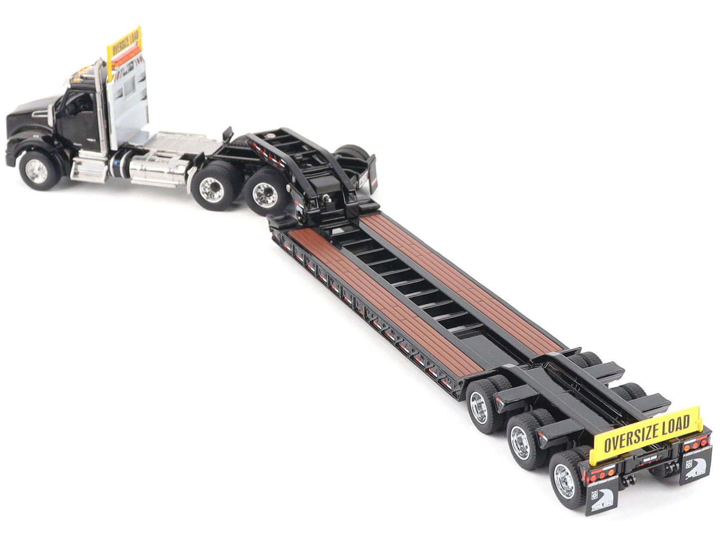 Kenworth T880 SBFA Tridem Truck with Trail King HDG Lowboy Trailer Black "Transport Series" 1/50 Diecast Model by Diecast Masters-DiecastModeler.com