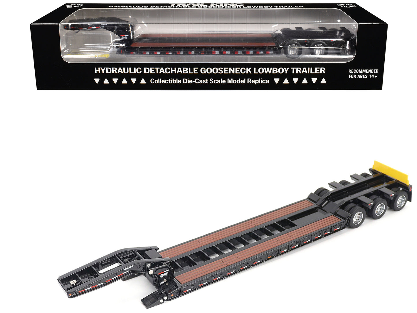 Trail King TK120 Hydraulic Detachable Gooseneck Lowboy Trailer Black (Regular Version) "Transport Series" 1/50 Diecast Model by Diecast Masters-DiecastModeler.com