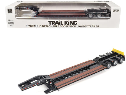 Trail King TK120 Hydraulic Detachable Gooseneck Lowboy Trailer Black (Outrigger Version) "Transport Series" 1/50 Diecast Model by Diecast Masters-DiecastModeler.com