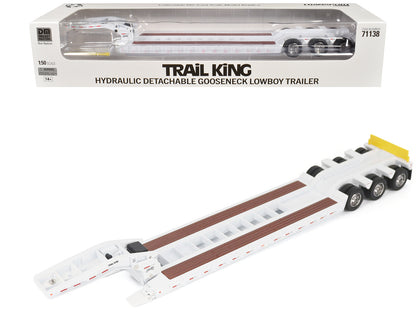 Trail King TK120 Hydraulic Detachable Gooseneck Lowboy Trailer White (Regular Version) "Transport Series" 1/50 Diecast Model by Diecast Masters-DiecastModeler.com