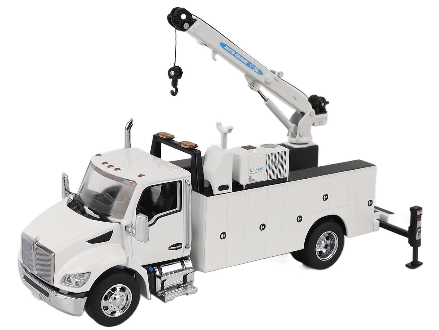 Kenworth T380 Auto-Crane Titan 85-Body HC14-Crane Work Truck with Miller EnPak White "Transport Series" 1/50 Diecast Model by Diecast Masters-DiecastModeler.com