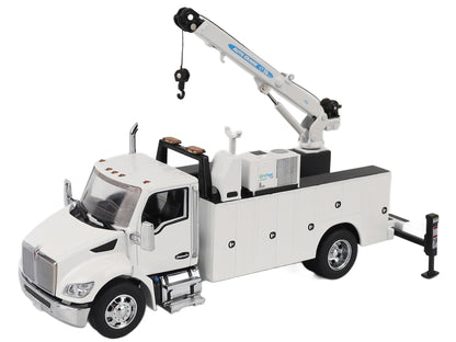 Kenworth T380 Auto-Crane Titan 85-Body HC14-Crane Work Truck with Miller EnPak White "Transport Series" 1/50 Diecast Model by Diecast Masters-DiecastModeler.com