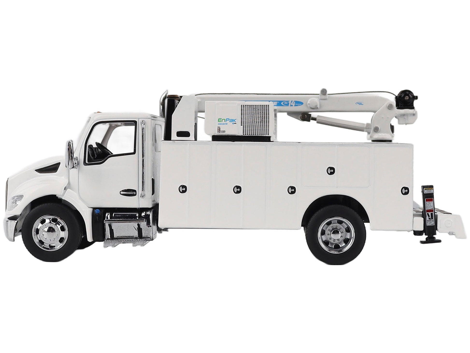 Kenworth T380 Auto-Crane Titan 85-Body HC14-Crane Work Truck with Miller EnPak White "Transport Series" 1/50 Diecast Model by Diecast Masters-DiecastModeler.com