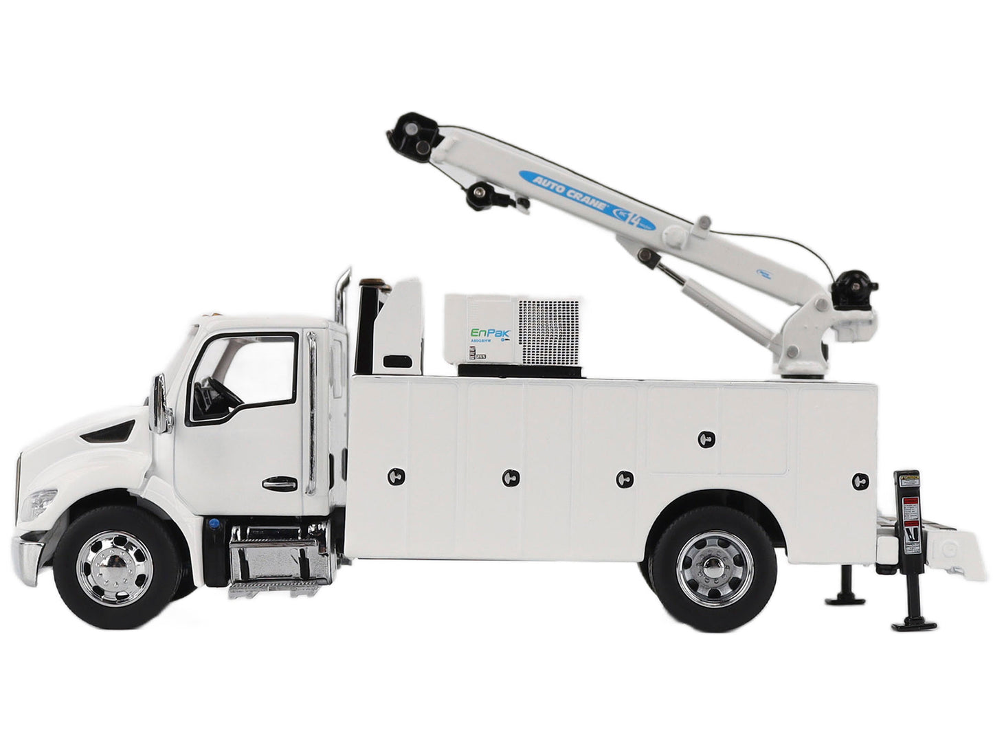 Kenworth T380 Auto-Crane Titan 85-Body HC14-Crane Work Truck with Miller EnPak White "Transport Series" 1/50 Diecast Model by Diecast Masters-DiecastModeler.com