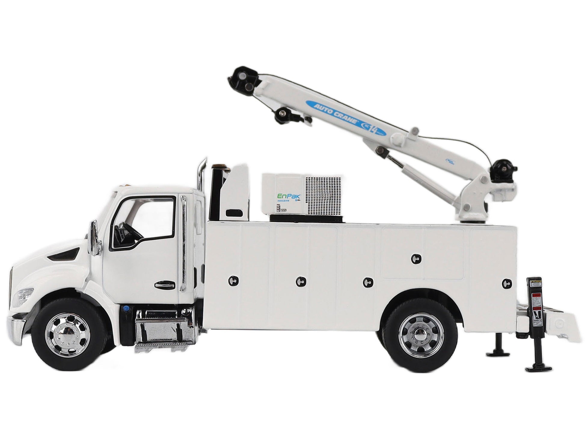 Kenworth T380 Auto-Crane Titan 85-Body HC14-Crane Work Truck with Miller EnPak White "Transport Series" 1/50 Diecast Model by Diecast Masters-DiecastModeler.com
