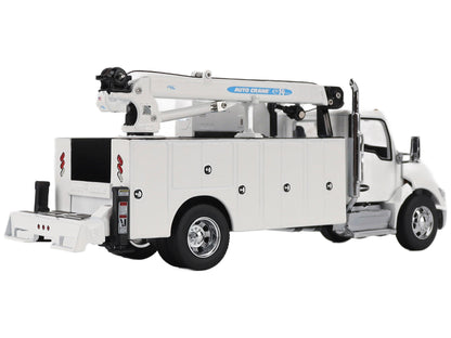 Kenworth T380 Auto-Crane Titan 85-Body HC14-Crane Work Truck with Miller EnPak White "Transport Series" 1/50 Diecast Model by Diecast Masters-DiecastModeler.com
