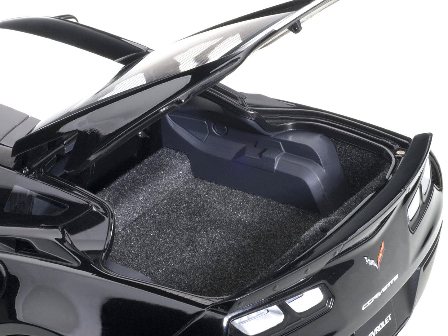 2017 Chevrolet Corvette C7 Grand Sport Black with White Stripe and Yellow Fender Hash Marks 1/18 Model Car by Autoart-DiecastModeler.com