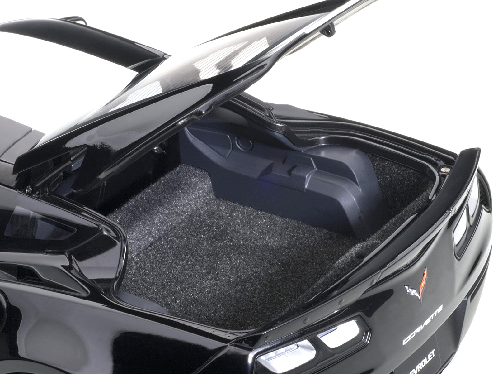 2017 Chevrolet Corvette C7 Grand Sport Black with White Stripe and Yellow Fender Hash Marks 1/18 Model Car by Autoart-DiecastModeler.com