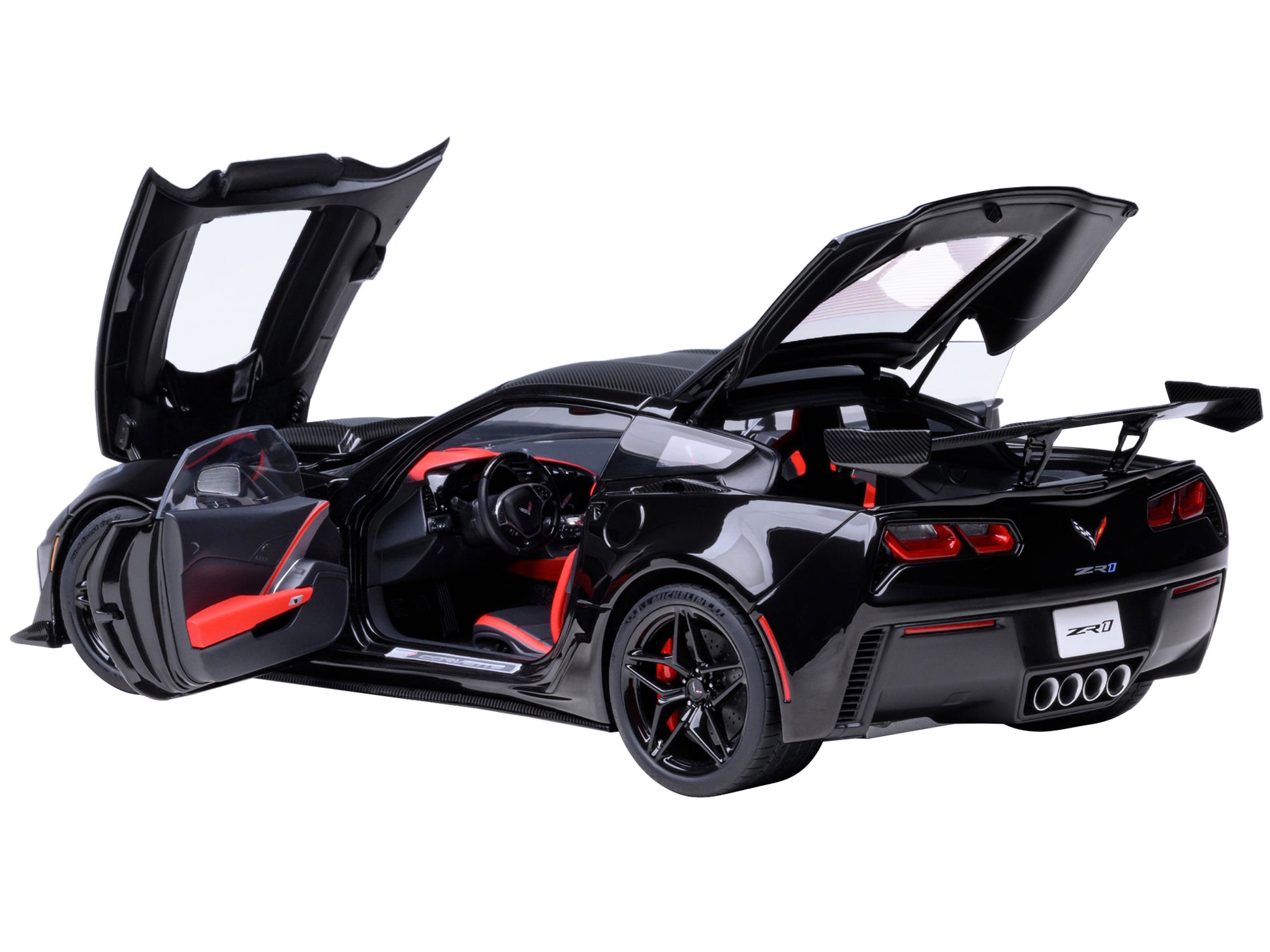 2019 Chevrolet Corvette C7 ZR1 Black with Carbon Top 1/18 Model Car by Autoart-DiecastModeler.com