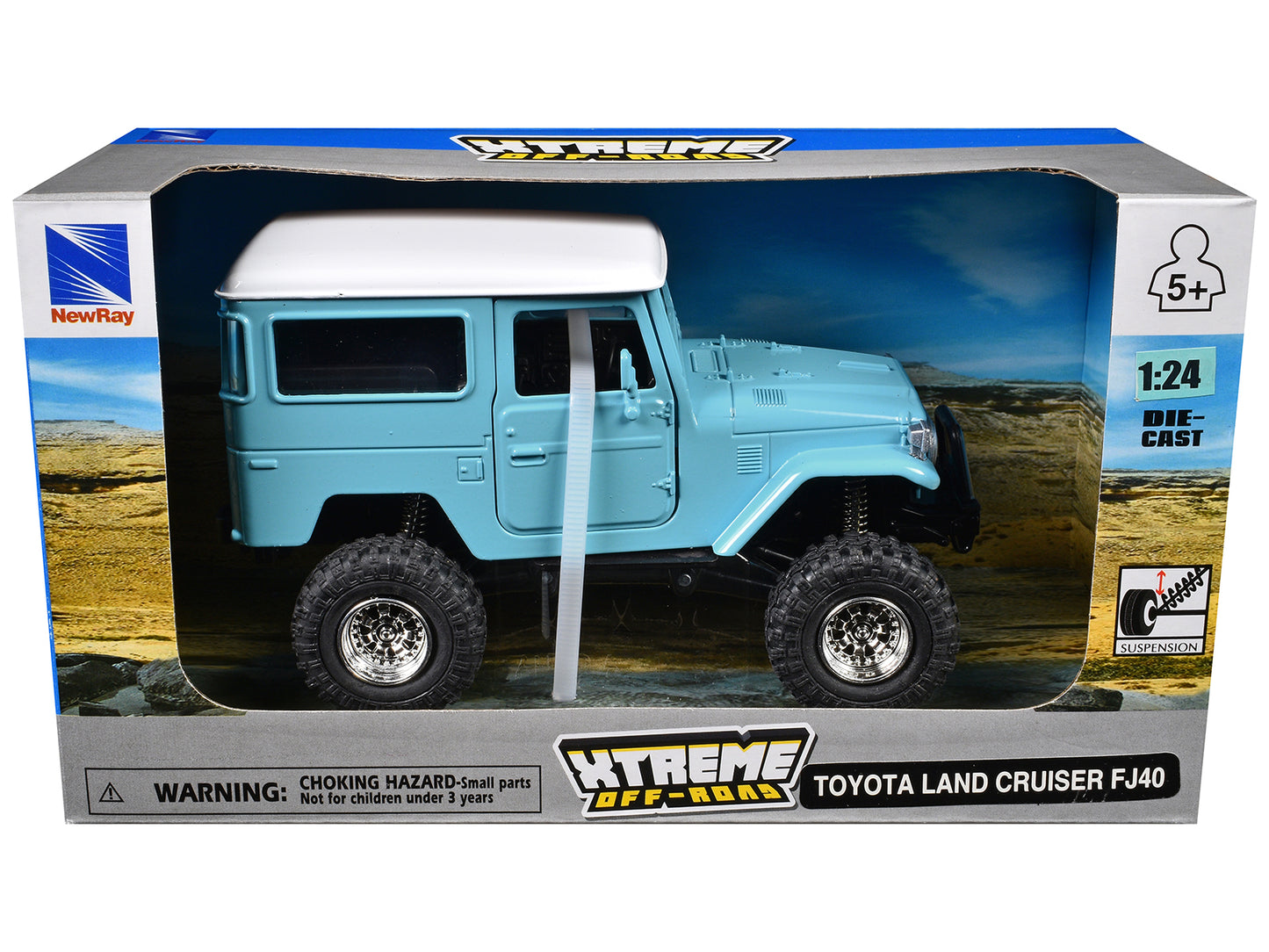 Toyota Land Cruiser FJ40 Light Blue with White Top "Xtreme Off-Road" Series 1/24 Diecast Model by New Ray