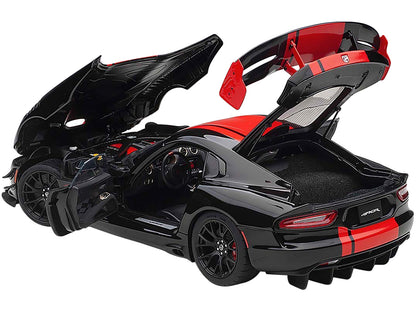 2017 Dodge Viper 1:28 Edition ACR Black with Red Stripes 1/18 Model Car by Autoart-DiecastModeler.com