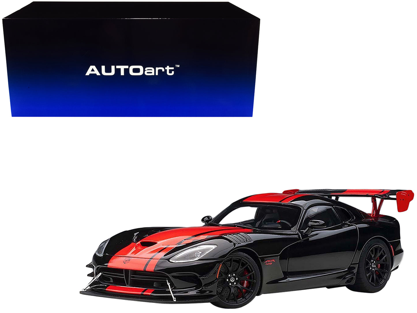 2017 Dodge Viper 1:28 Edition ACR Black with Red Stripes 1/18 Model Car by Autoart-DiecastModeler.com