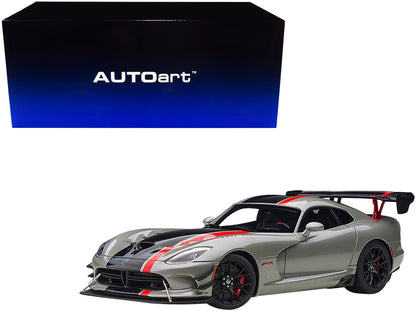 2017 Dodge Viper ACR Billet Silver Metallic with Black and Red Stripes 1/18 Model Car by Autoart-DiecastModeler.com