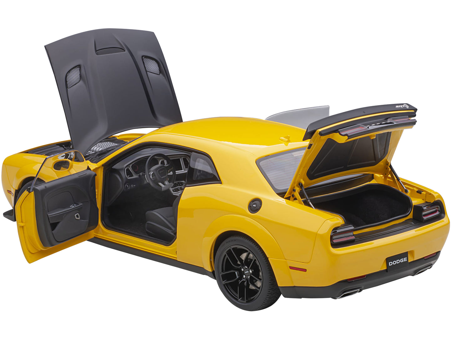 Dodge Challenger SRT Hellcat Widebody Yellow Jacket with Satin Black Hood 1/18 Model Car by Autoart-DiecastModeler.com