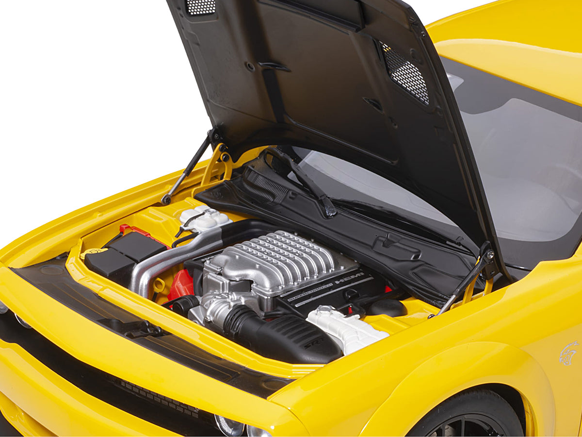Dodge Challenger SRT Hellcat Widebody Yellow Jacket with Satin Black Hood 1/18 Model Car by Autoart-DiecastModeler.com