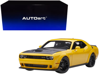 Dodge Challenger SRT Hellcat Widebody Yellow Jacket with Satin Black Hood 1/18 Model Car by Autoart-DiecastModeler.com