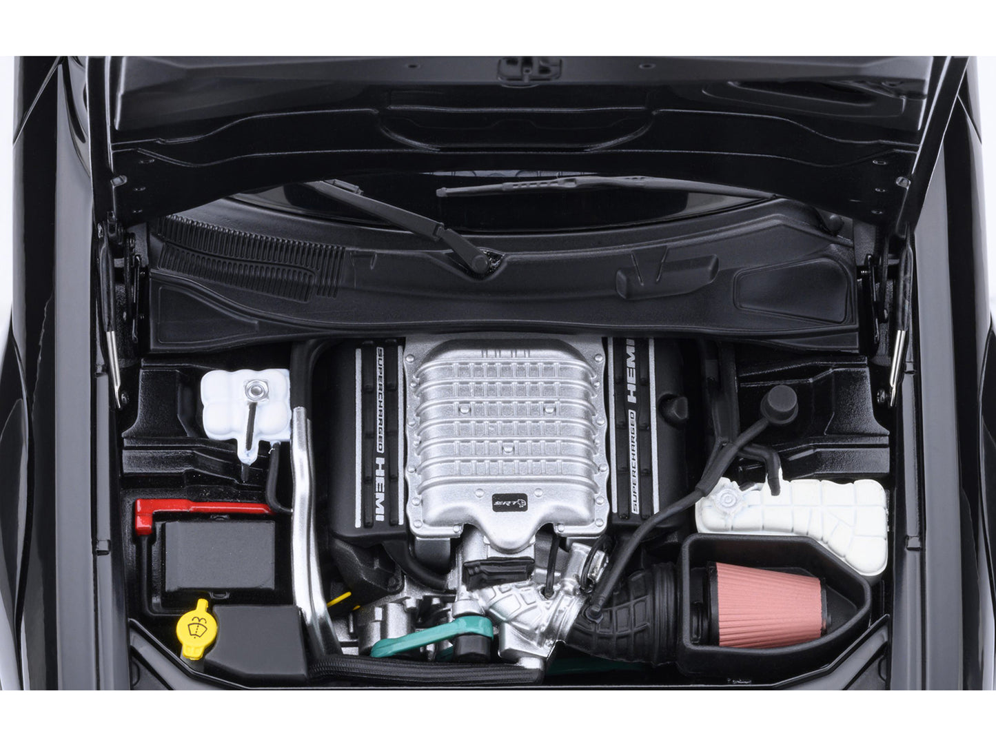 2023 Dodge Challenger SRT Super Stock Pitch Black with Red Interior 1/18 Model Car by Autoart