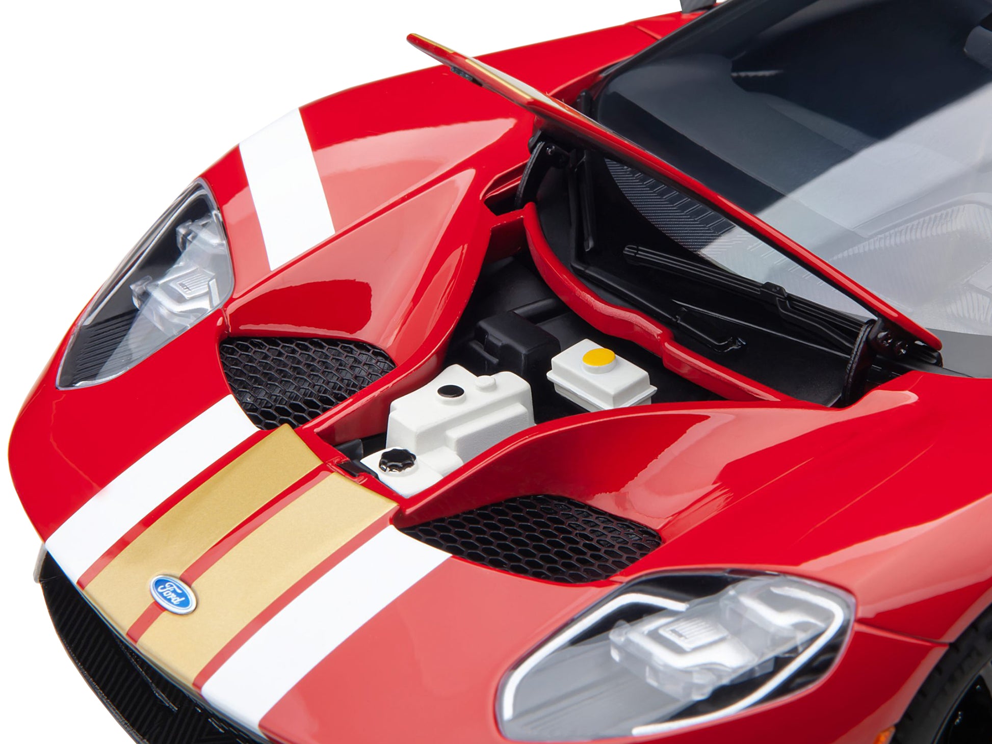 Ford GT Heritage Edition #16 "Alan Mann" Red Metallic with Gold Stripes 1/18 Model Car by Autoart-DiecastModeler.com