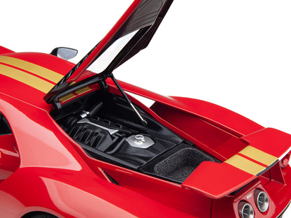 Ford GT Heritage Edition #16 "Alan Mann" Red Metallic with Gold Stripes 1/18 Model Car by Autoart-DiecastModeler.com