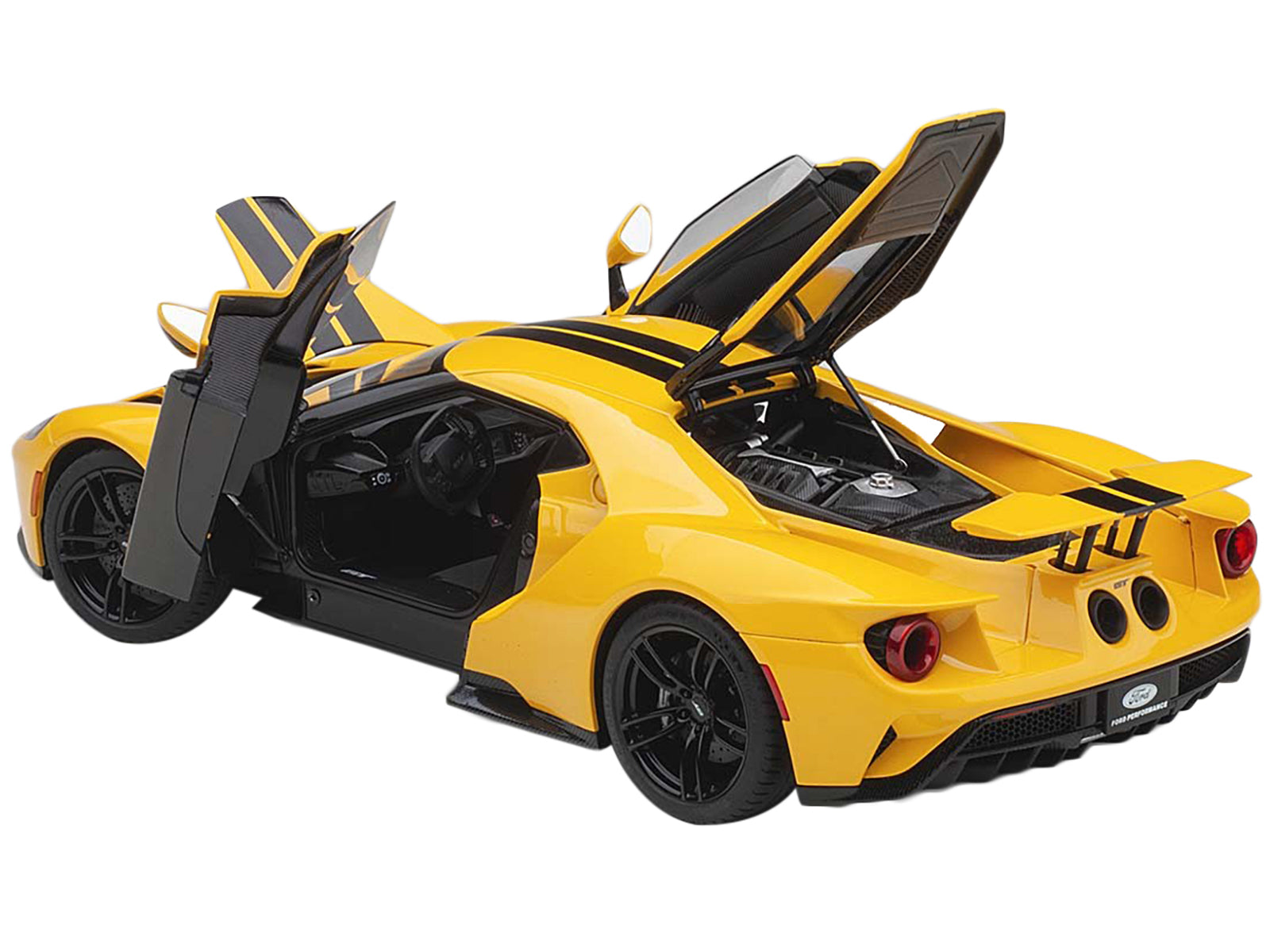 2017 Ford GT Triple Yellow with Black Stripes 1/18 Model Car by Autoart-DiecastModeler.com