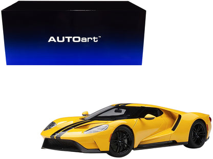 2017 Ford GT Triple Yellow with Black Stripes 1/18 Model Car by Autoart-DiecastModeler.com