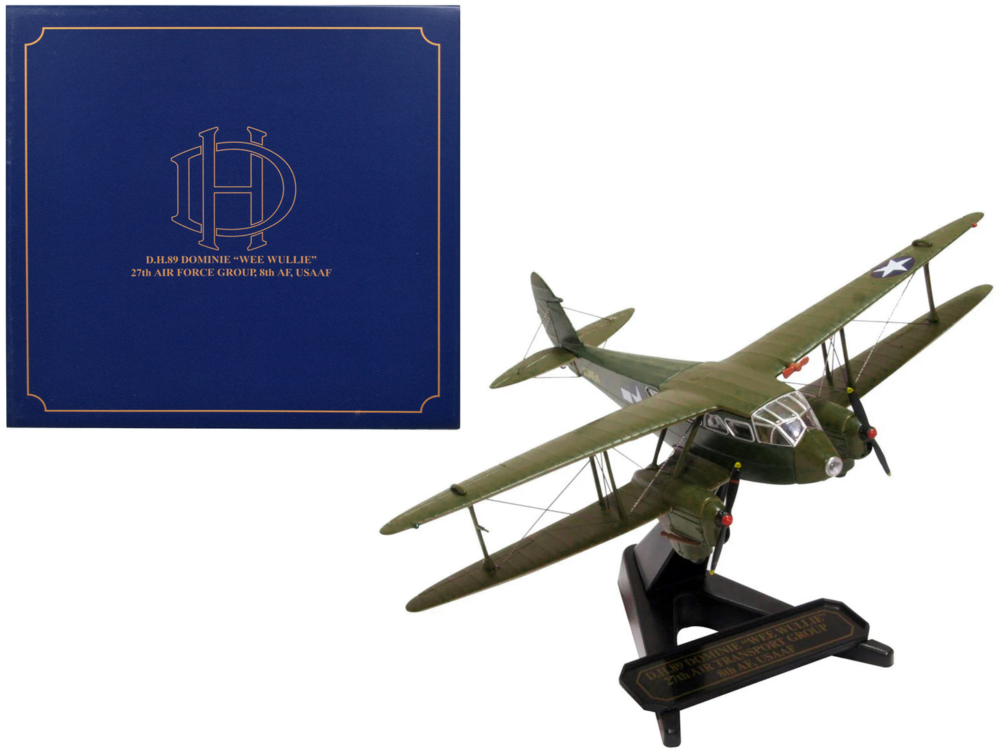 De Havilland D.H.89 Dominie Dragon Rapide Aircraft "Wee Wullie" "27th Air Force Group 8th AF USAAF" 1/72 Diecast Model Airplane by Oxford Diecast-DiecastModeler.com
