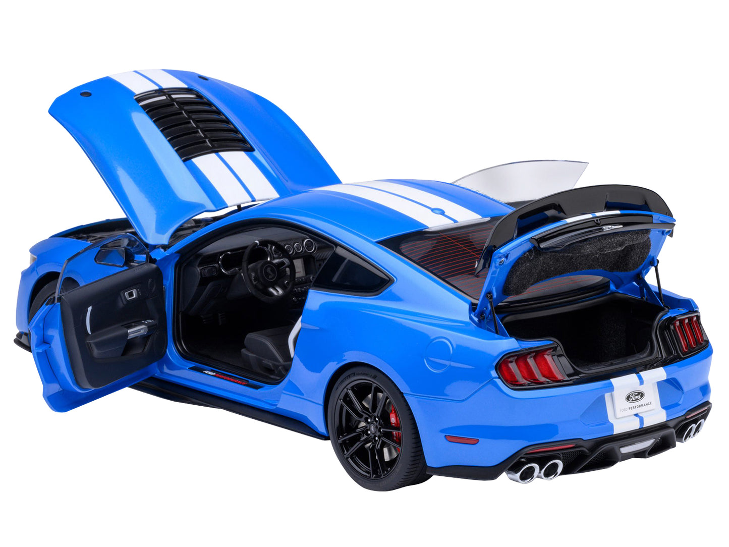 Ford Mustang Shelby GT500 Grabber Blue with White Stripes 1/18 Model Car by Autoart