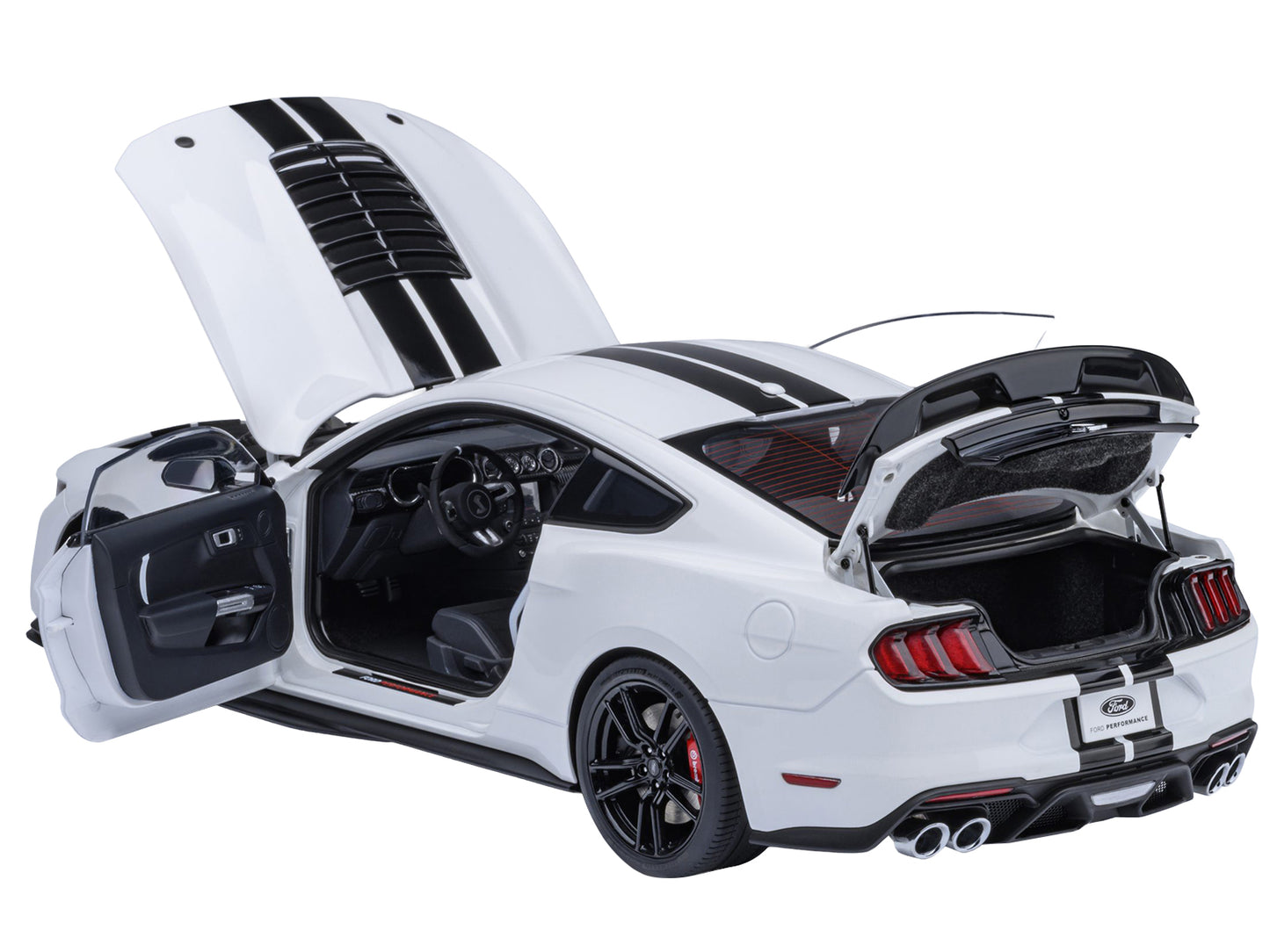 Ford Mustang Shelby GT500 Oxford White with Black Stripes 1/18 Model Car by Autoart
