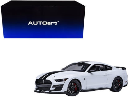Ford Mustang Shelby GT500 Oxford White with Black Stripes 1/18 Model Car by Autoart-DiecastModeler.com