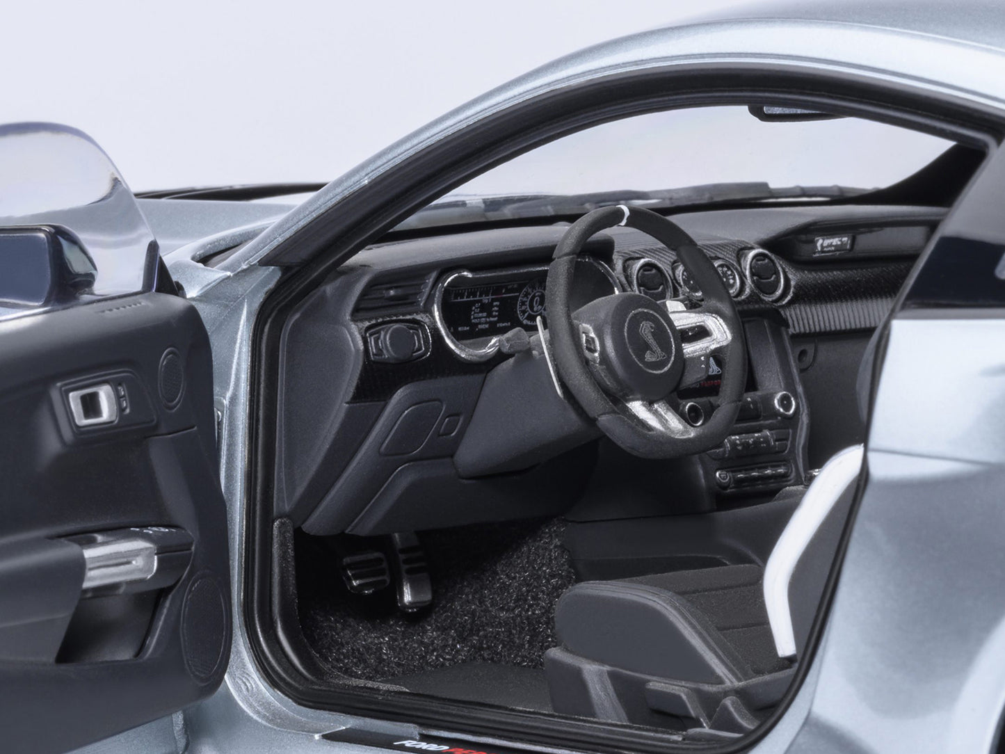 Ford Mustang Shelby GT500 Iconic Silver Metallic with Black Stripes 1/18 Model Car by Autoart-DiecastModeler.com