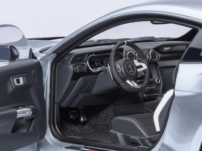 Ford Mustang Shelby GT500 Iconic Silver Metallic with Black Stripes 1/18 Model Car by Autoart