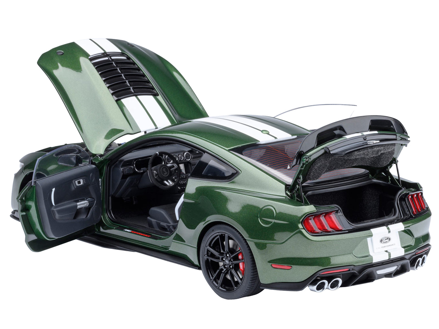 Ford Mustang Shelby GT500 Eruption Green Metallic with White Stripes 1/18 Model Car by Autoart-DiecastModeler.com