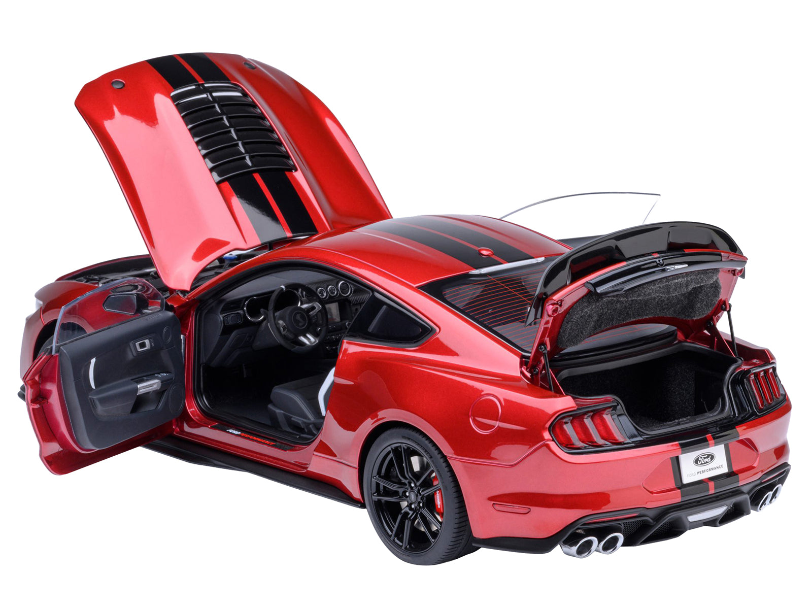 Ford Mustang Shelby GT500 Rapid Red Metallic with Black Stripes 1/18 Model Car by Autoart-DiecastModeler.com