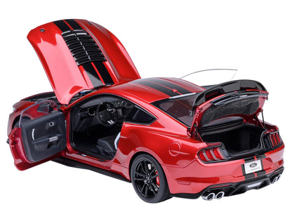 Ford Mustang Shelby GT500 Rapid Red Metallic with Black Stripes 1/18 Model Car by Autoart