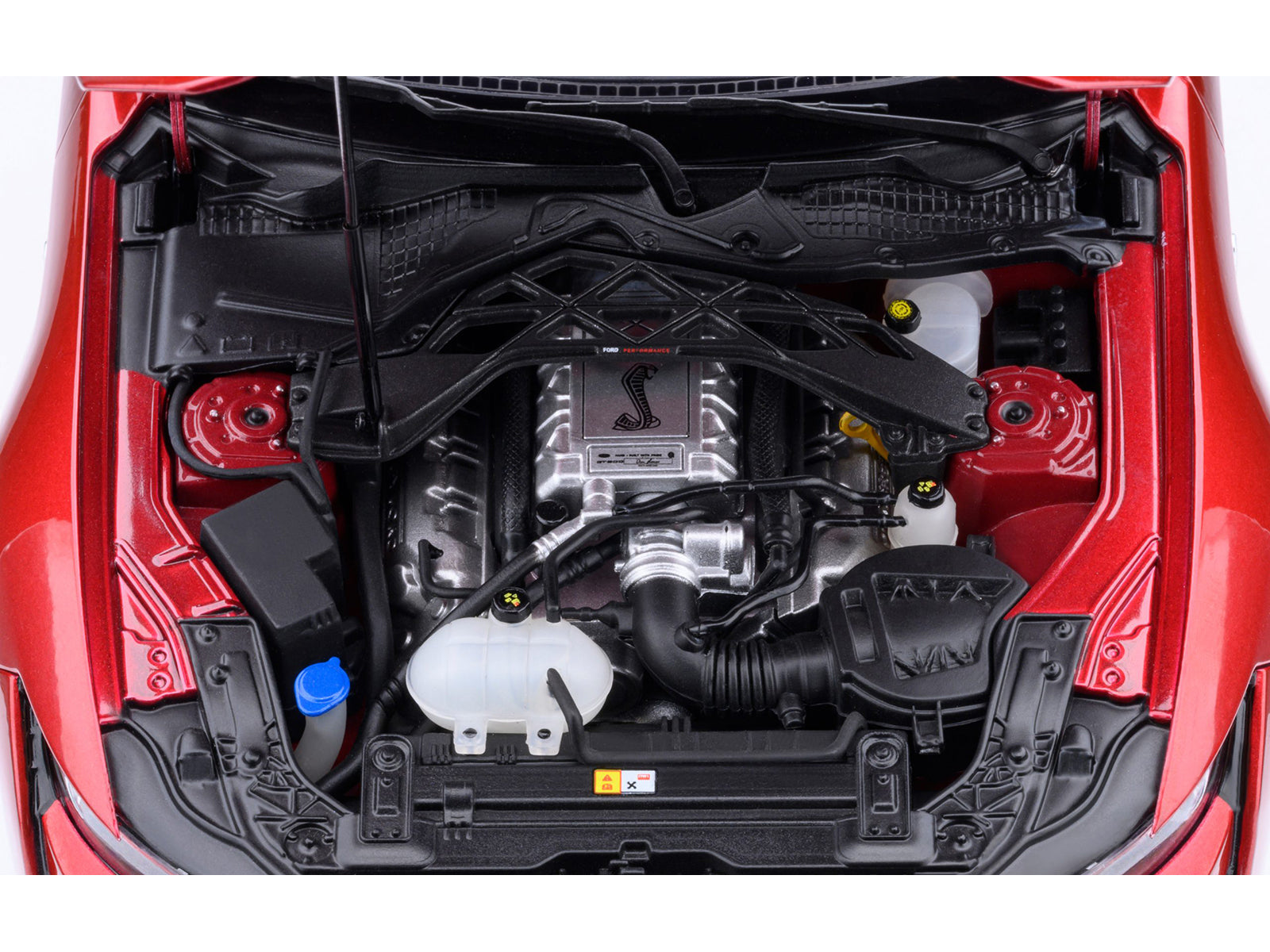 Ford Mustang Shelby GT500 Rapid Red Metallic with Black Stripes 1/18 Model Car by Autoart-DiecastModeler.com