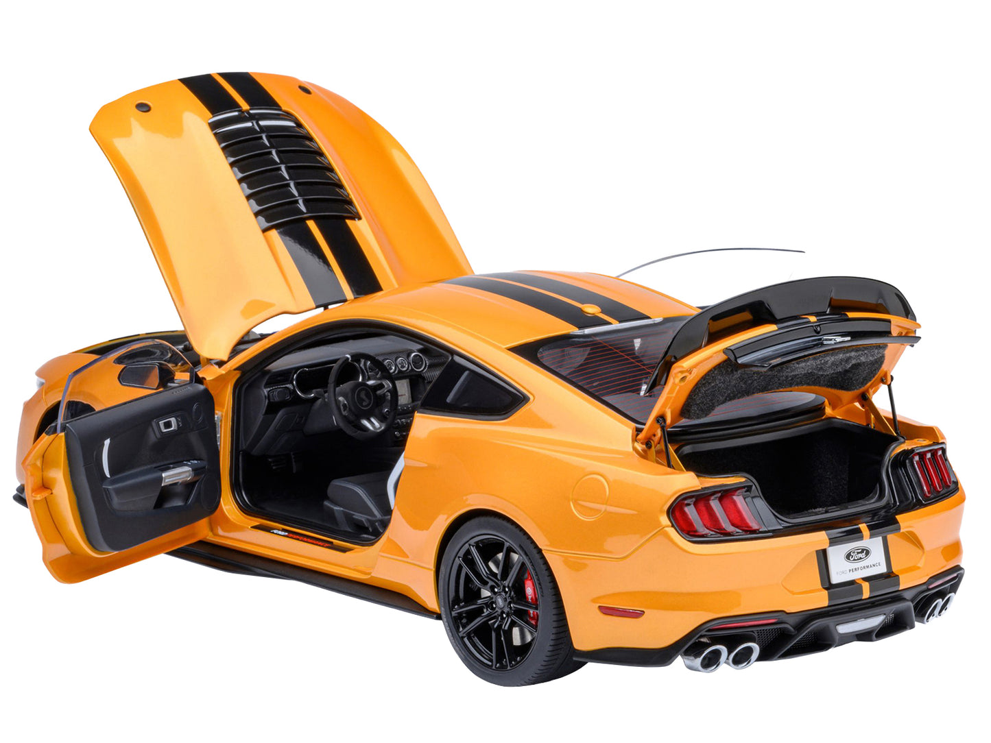 Ford Mustang Shelby GT500 Cyber Orange Metallic with Black Stripes 1/18 Model Car by Autoart-DiecastModeler.com