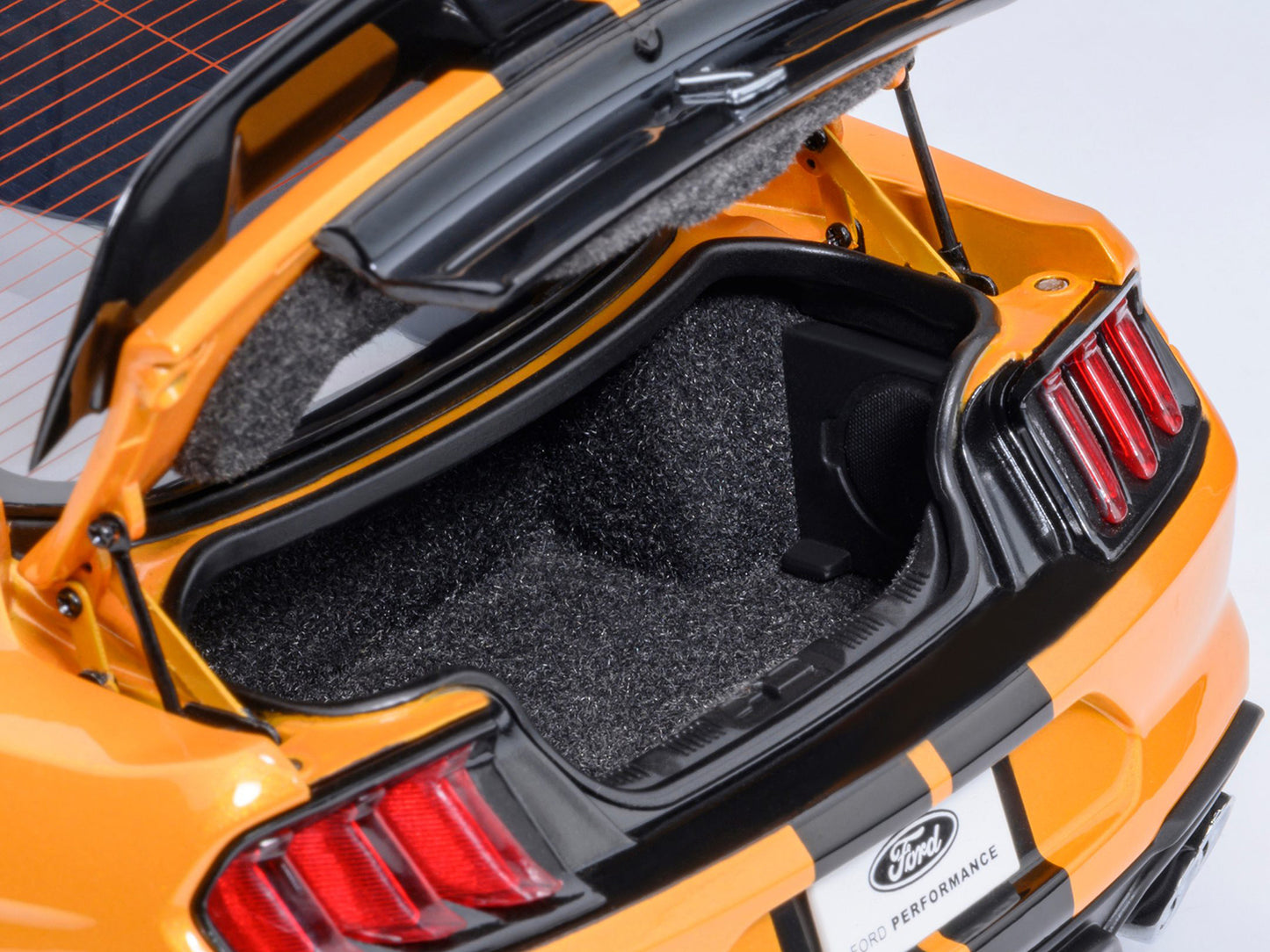 Ford Mustang Shelby GT500 Cyber Orange Metallic with Black Stripes 1/18 Model Car by Autoart-DiecastModeler.com