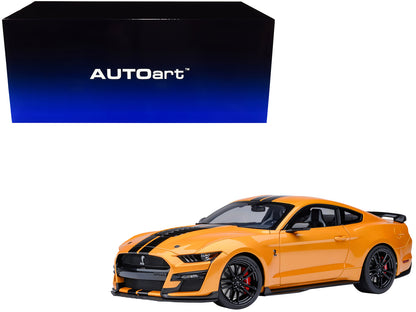 Ford Mustang Shelby GT500 Cyber Orange Metallic with Black Stripes 1/18 Model Car by Autoart-DiecastModeler.com